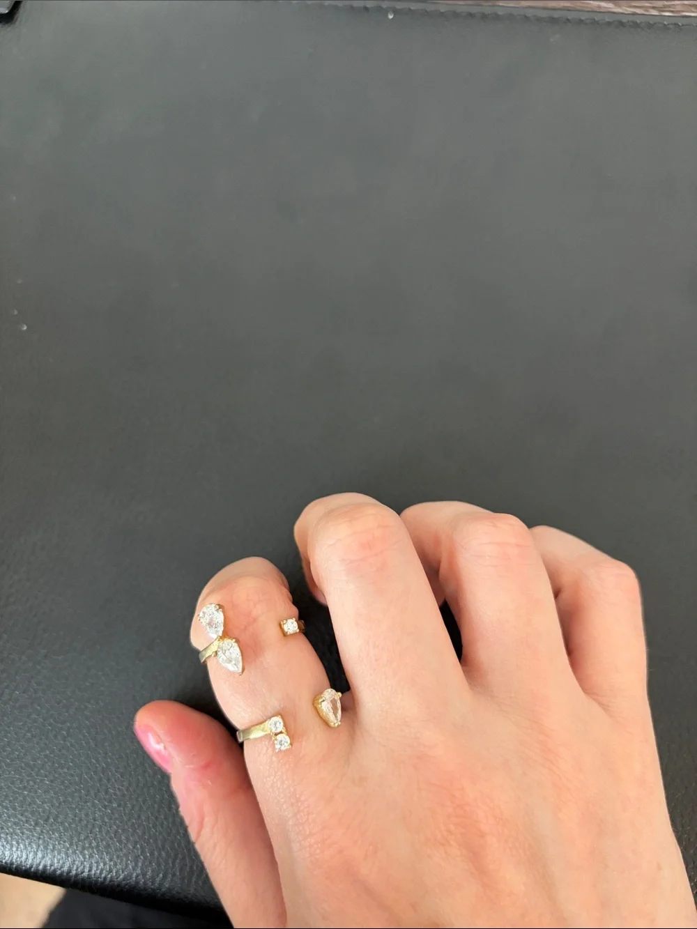 Gold Butterfly Open Ring with Cubic Zirconia Accents